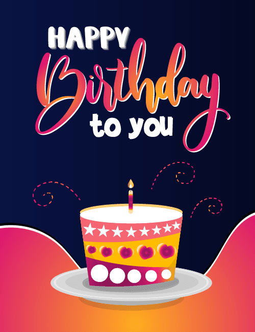 Modern Typography Happy Birthday To You Cake