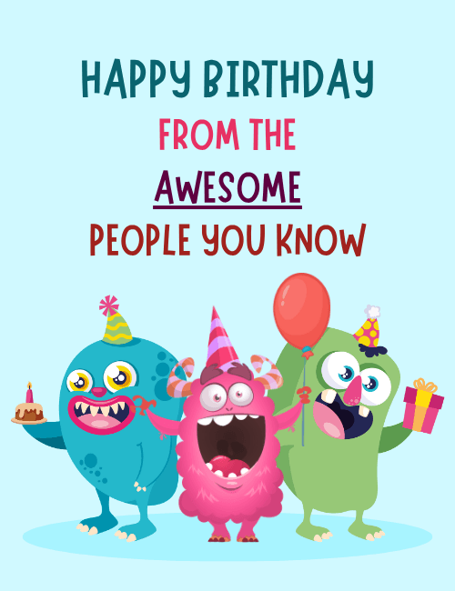 Monster Friends Birthday Card