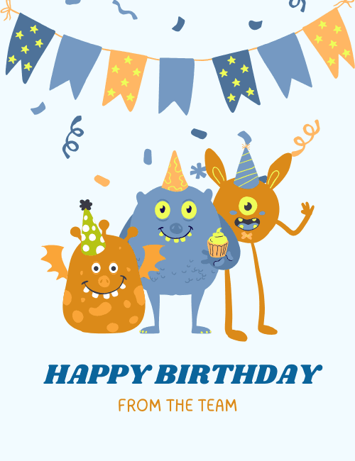 Monster Party Birthday Card
