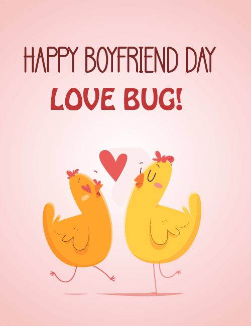 National Boyfriend Day Cute Love Bug Card