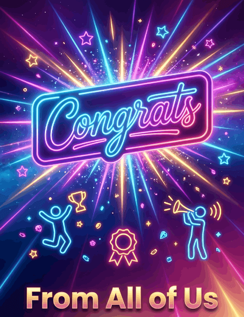 Neon Congrats Celebration Card