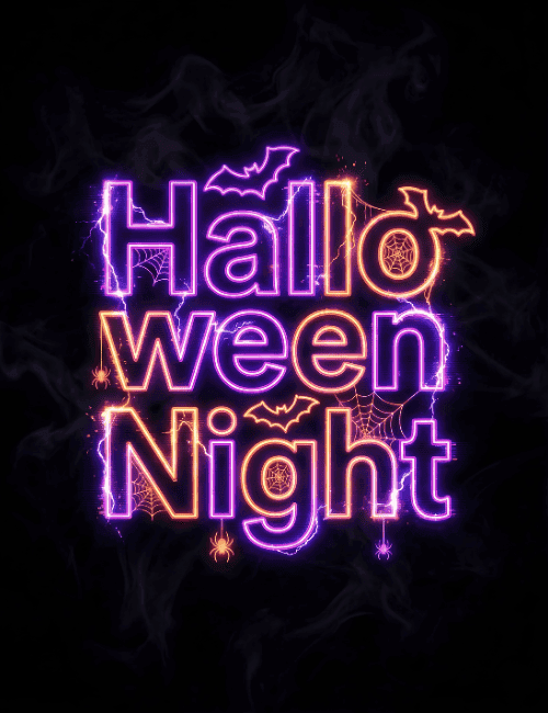 Halloween Night Neon Quote Card