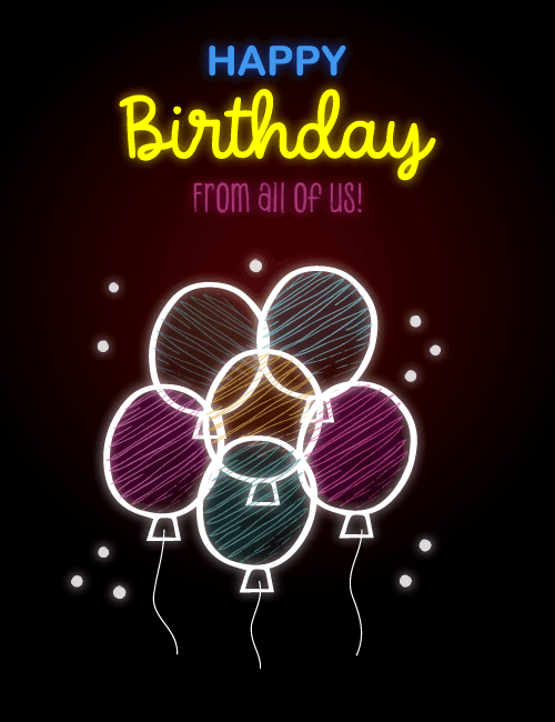 Neon Lights Birthday Card from the Team