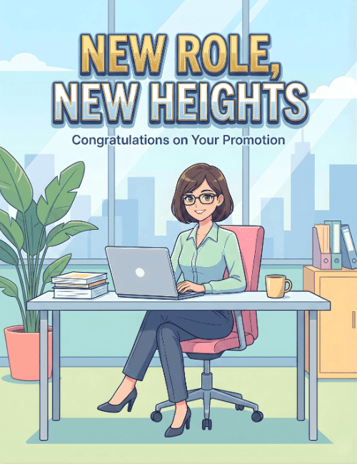 new role new heights promotion card