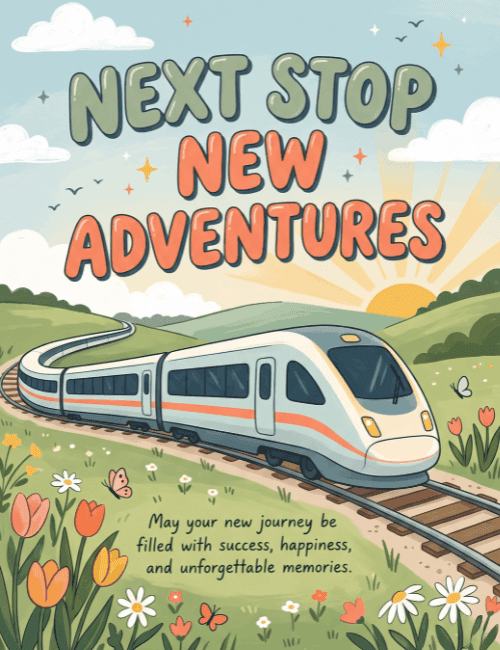 Next Stop New Adventures Farewell Card