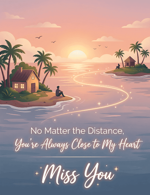 No Matter Distance Miss You Card