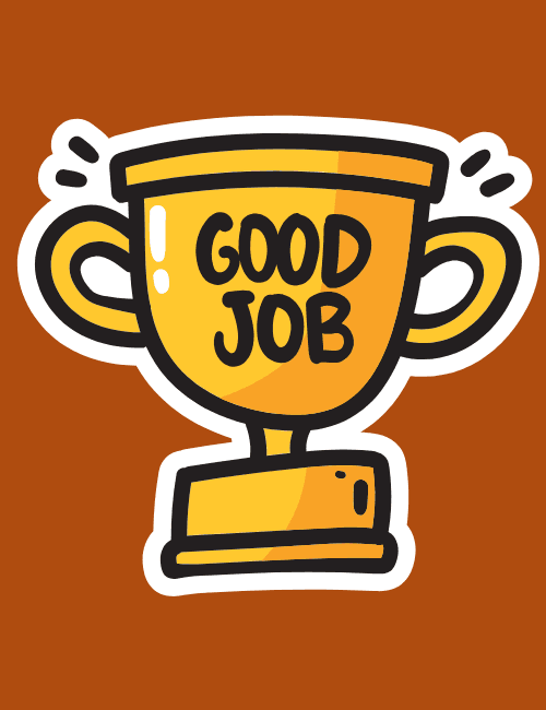 Cute Office Card – Cartoon Trophy “Good Job” for Team Recognition