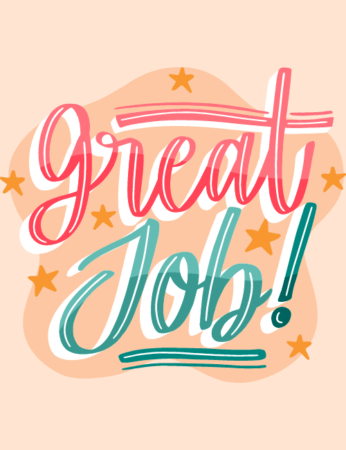 Handwritten Office Card – Colorful “Great Job!” Encouragement for Employees