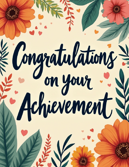 Office Congratulations Card – Floral Achievement Design