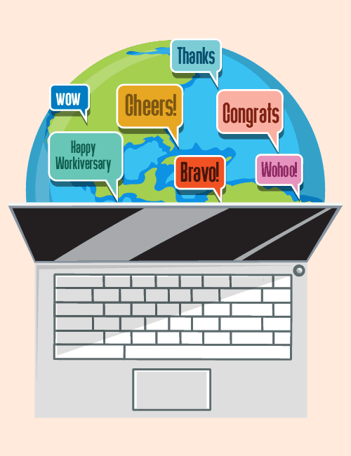 Office Ecard – Global Team Celebration Laptop Design