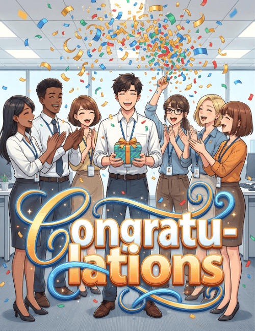 office team congratulations celebration card