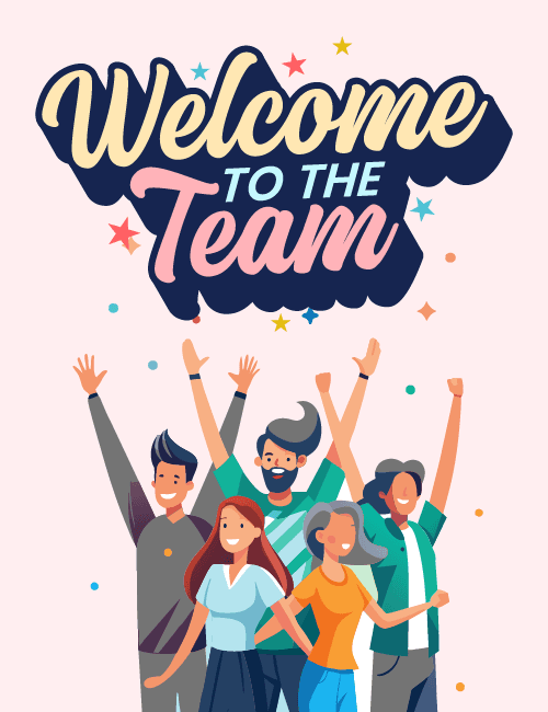 Office Welcome Card – Happy Team Celebration Design