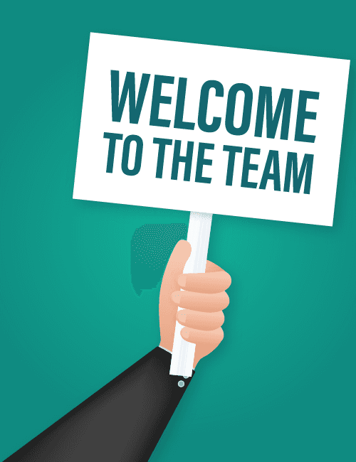 Office Welcome Card – Minimalist Hand-Held Sign Design