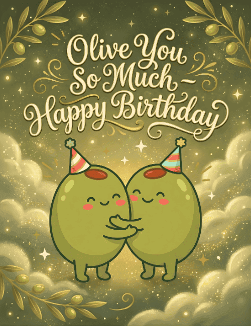 Olive You So Much Happy Birthday Card | Cute Olive Pun Birthday Card