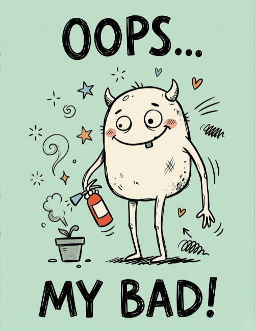 Oops My Bad Funny Monster Card