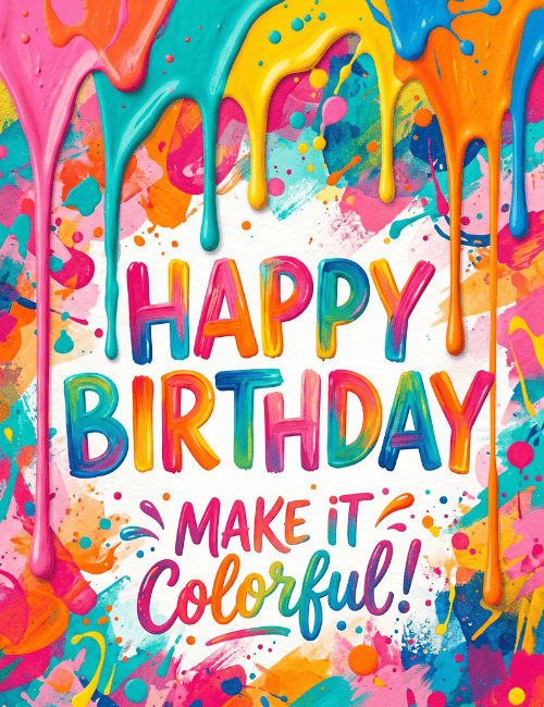 Creative Paint Splash Happy Birthday Card Make It Colorful Design