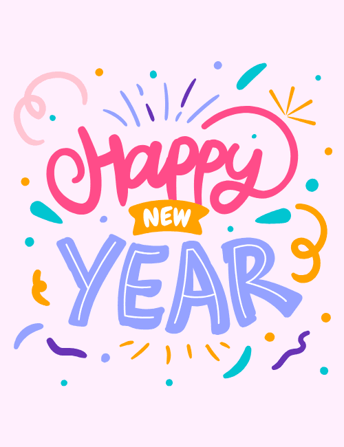 Pastel Confetti Happy New Year Card