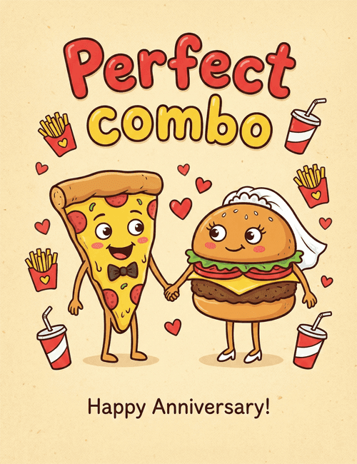 Perfect Combo Cute Anniversary Card