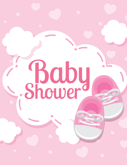 Pink Baby Shower – Cloud & Sneakers Cute Card