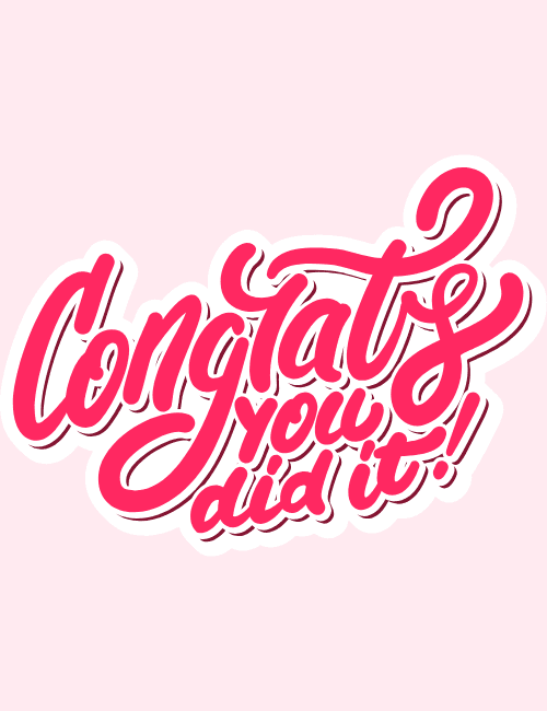 Pink Handwritten Congrats Card – You Did It!