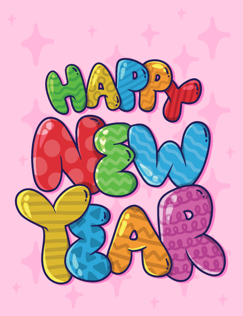 Colorful bubbly letters