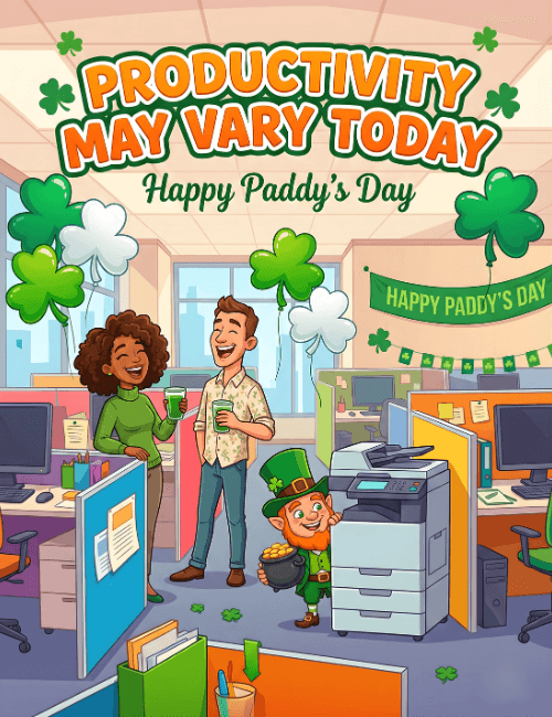 Productivity May Vary Office St Patrick’s Day Card