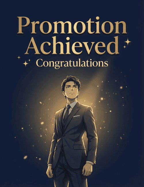 promotion achieved congratulations premium card