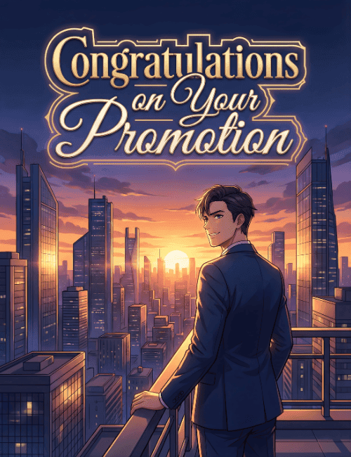 congratulations on your promotion city skyline card