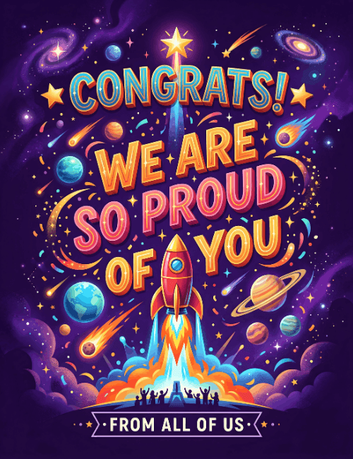 Space Rocket Congratulations Card