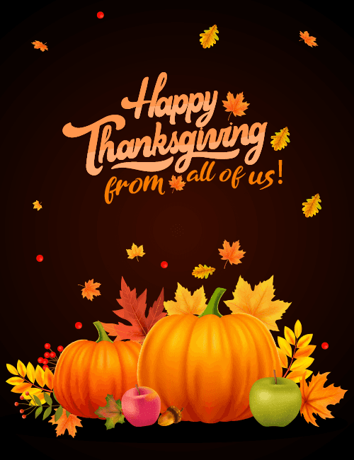 Pumpkins and leaves thanksgiving card