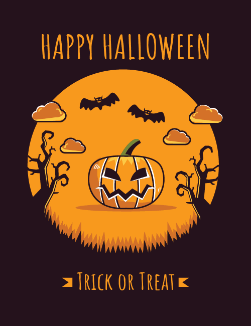 Pumpkin Sunset Halloween Card