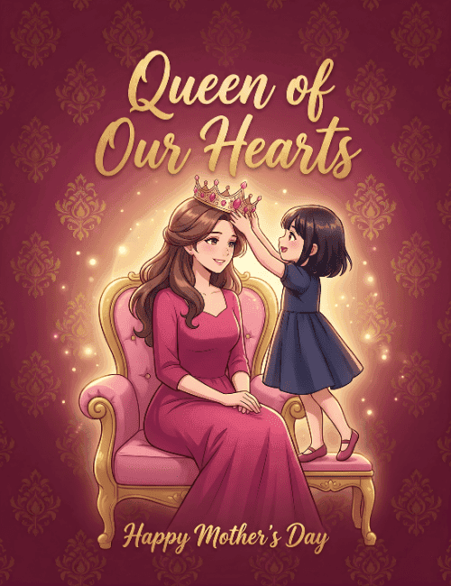 Queen of Our Hearts Happy Mother’s Day Card