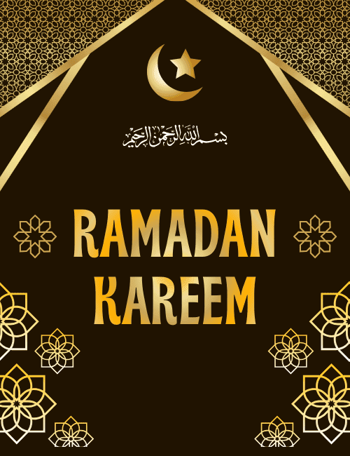 Luxury Ramadan Kareem Greeting Card with Gold Islamic Patterns