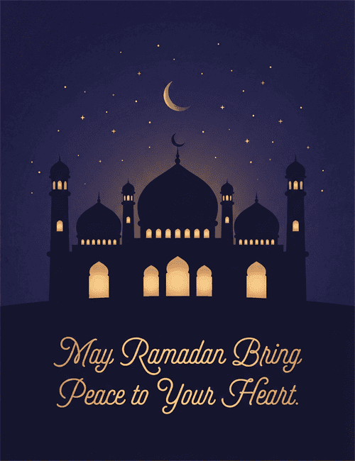 May Ramadan Bring Peace to Your Heart – Night Mosque Ramadan Card