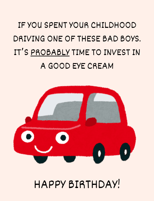 Red Car Funny Birthday Card