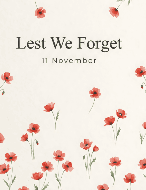Remembrance Day poppy flowers lest we forget card