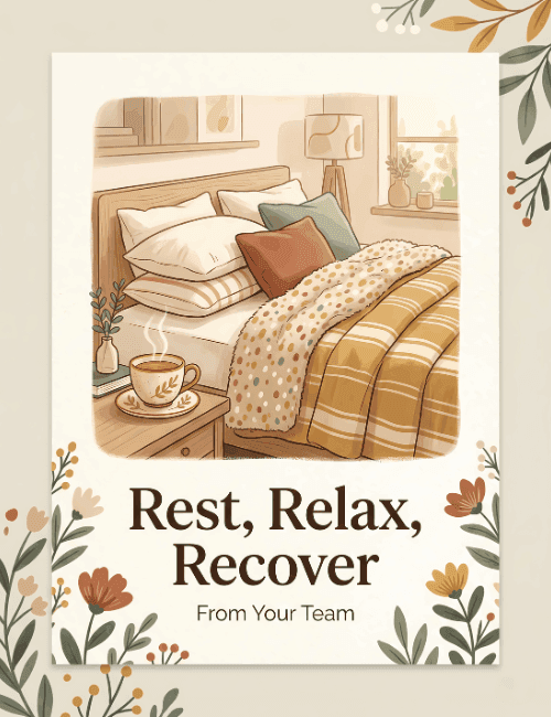 Rest Relax Recover Get Well Soon Card From Your Team
