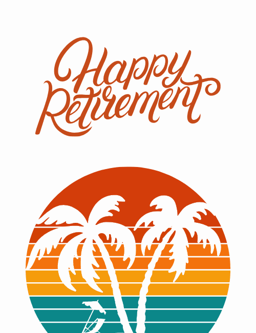 Retro Palm Sunset Retirement ecard