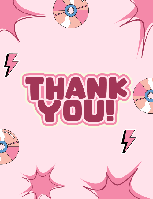 Retro Pop Thank You Card – Bold Pink & CD Design