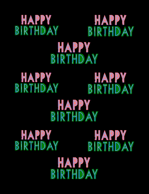Retro Repeat Happy Birthday Pattern Card with Neon Typography