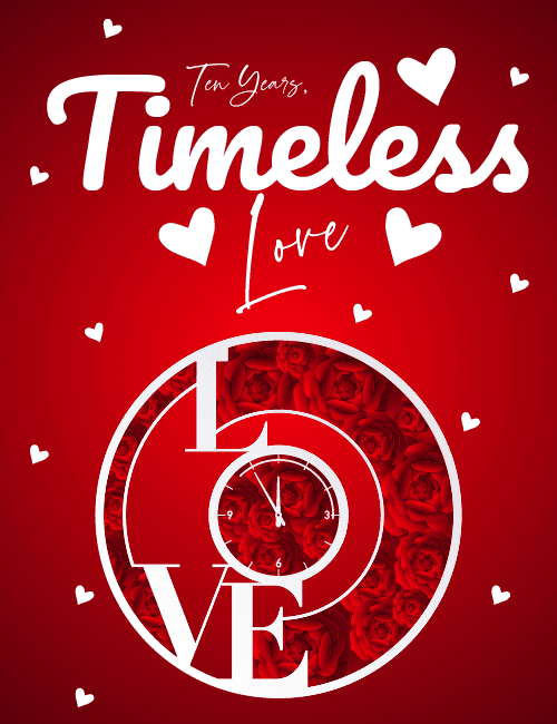 Timeless Love – 10th Anniversary Card