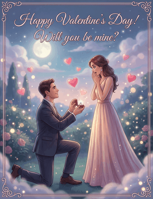 Romantic Proposal Valentine’s Day Card – Will You Be Mine