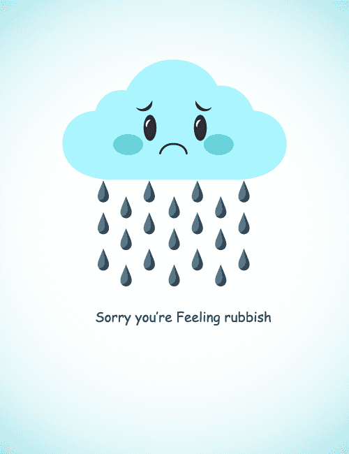 Sad Cloud Get Well Soon Card