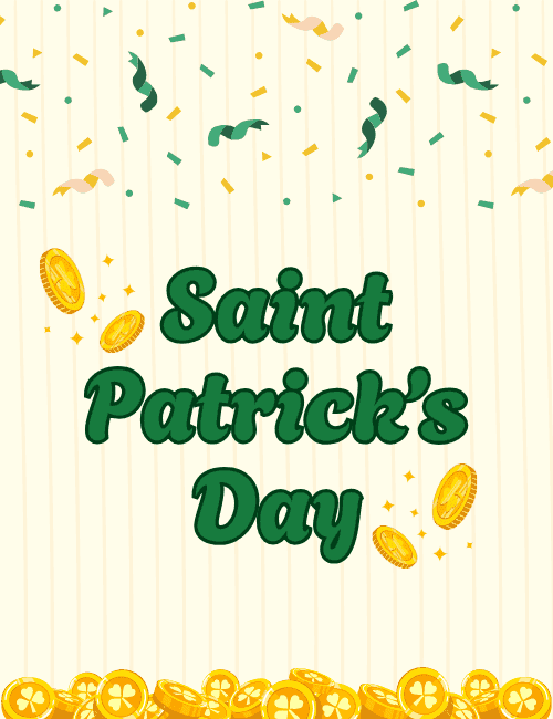 Saint Patrick’s Day Lucky Gold Coins Celebration Card