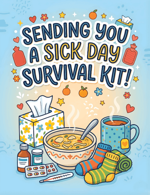 Sending You a Sick Day Survival Kit Funny Get Well Card
