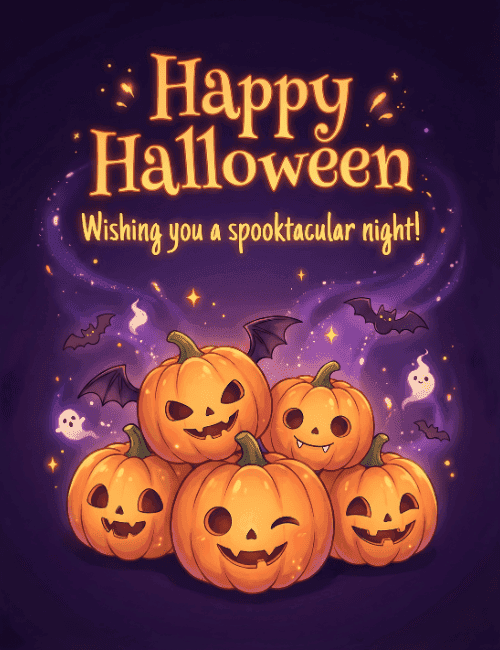 Happy Halloween Spooktacular Pumpkin Card