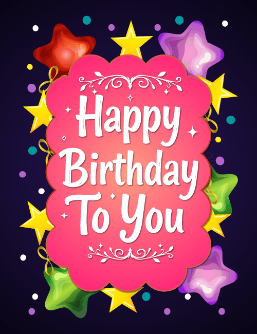 Star Frame Happy Birthday To You Greeting