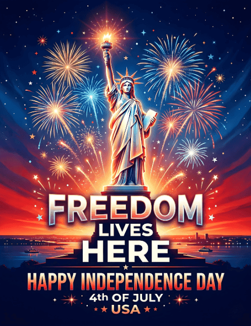 Statue of Liberty Freedom Lives Here Card