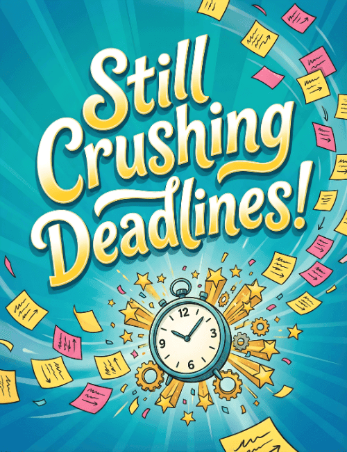 Still Crushing Deadlines – Work Anniversary Celebration Card