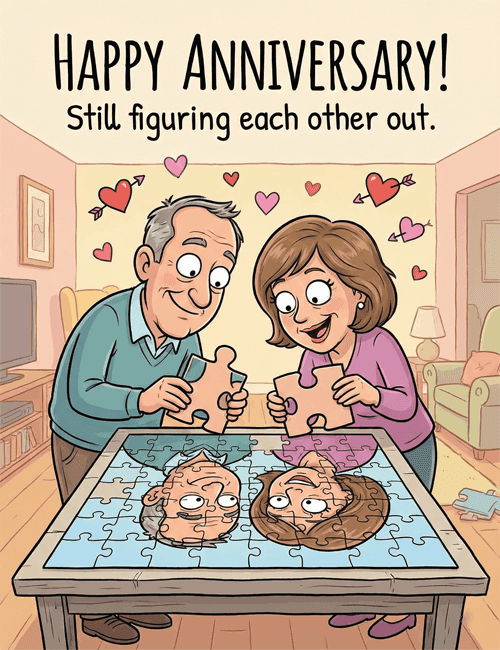 Still Figuring Each Other Out Happy Anniversary Card